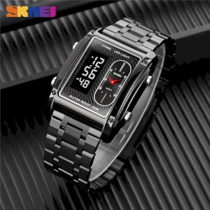 Skmei 1868 Black  Luxury Stainless Steel LED Waterproof Sports Digital Men Watch