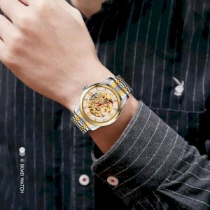 SKMEI 9222 silver golden  mens watch Luminous Waterproof Watch for Men Automatic Hollow Out Mechanical Watch