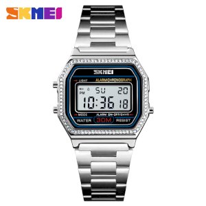 Skmei 1474 Luxury Diamond Decoration Elegant Fashion  Women Digital Wristwatch