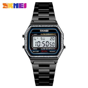 Skmei 1474 Luxury Diamond Decoration Elegant Fashion  Women Digital Wristwatch